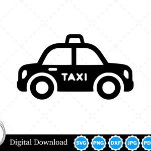 Taxi Silhouette Vector Image with SVG, eps, pdf, png, pdf, and jpg, Instant Digital Download