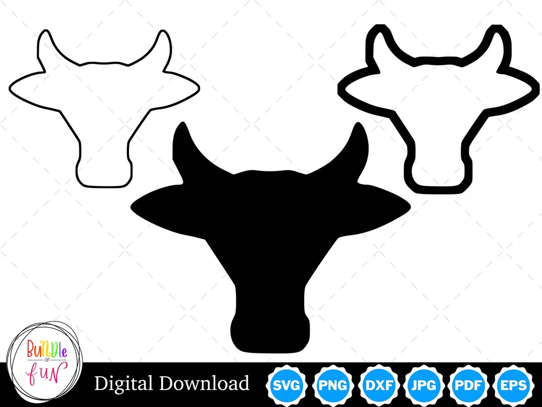 Steer Head Silhouette With Two Outlines | Steer Head SVG Steer Head ...
