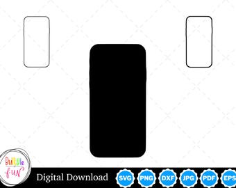 Smartphone-Silhouette mit zwei Umrissen | Smartphone SVG Smartphone Gliederung SVG | Smartphone Cricut Dateien, Smartphone Cricut