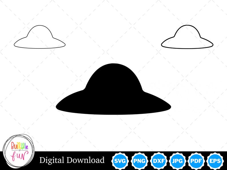Sun Hat Silhouette With Two Outlines Sun Hat SVG Sun Hat Outline SVG