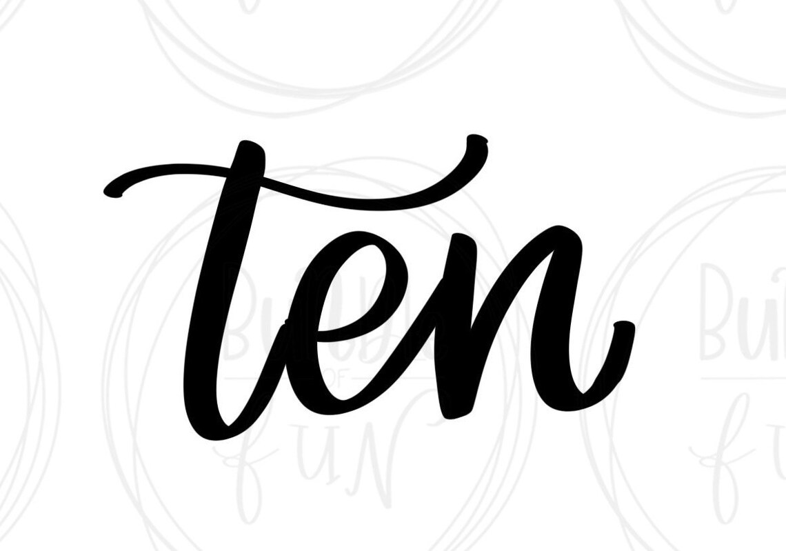 Script Address Numbers Ten Cursive Script Number Ten Vector Image Cut Files With SVG, Eps, Pdf ...