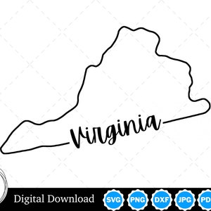 Virginia State Outline Design, Virginia PNG, Virginia SVG, Virginia Cut Files, Digital Download Design