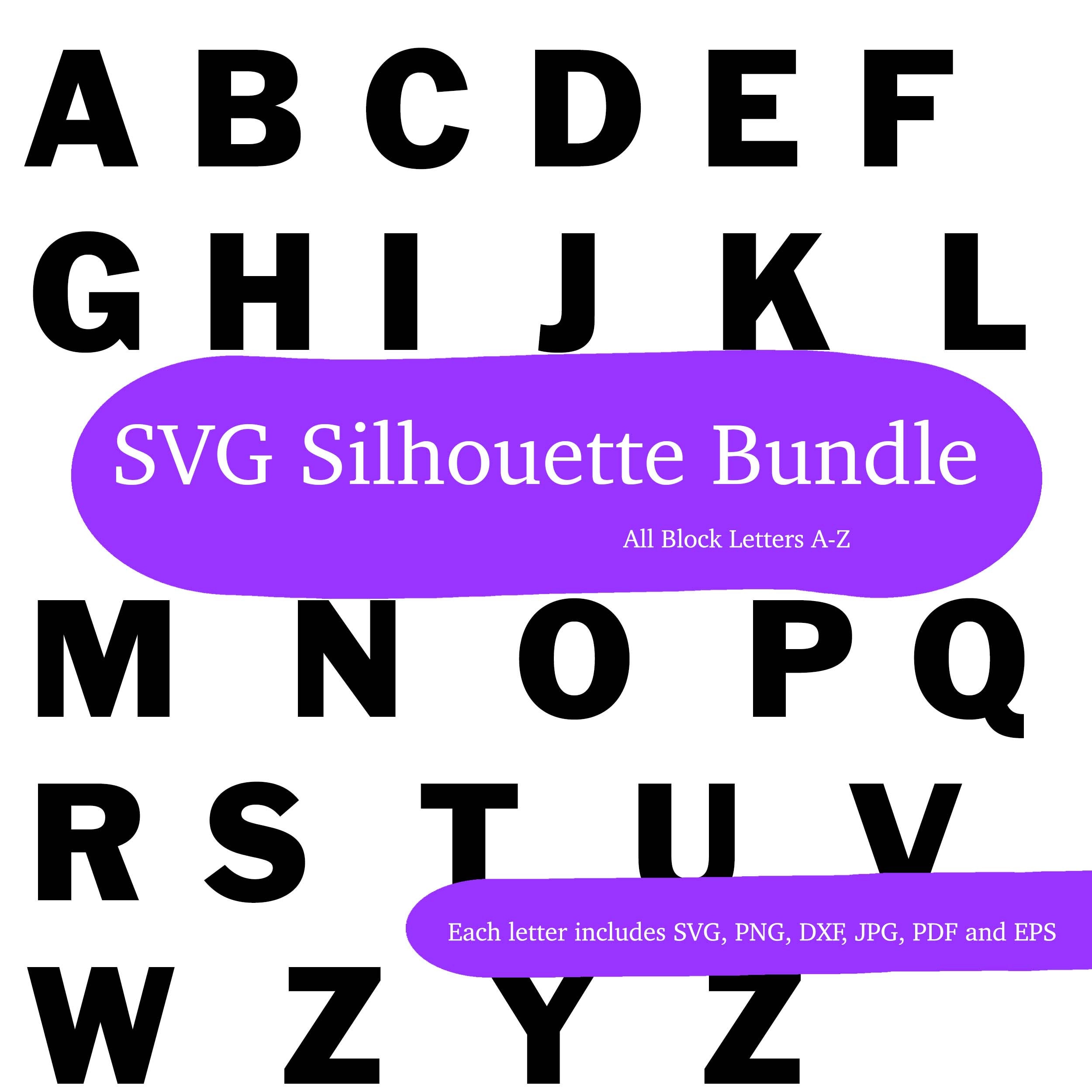 Capital Block Letters Alphabet Bundle Cut Files - Vector Image With SVG