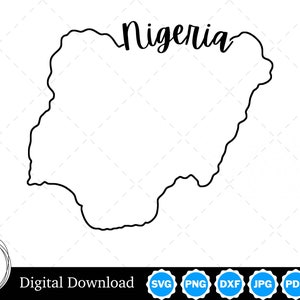 Overzichtsontwerp Nigeria, Nigeria png, Nigeria SVG, Nigeria gesneden bestanden, digitaal downloadontwerp