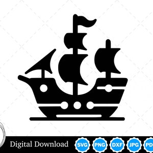 Pirate Ship Silhouette Vector Image with SVG, eps, pdf, png, pdf, and jpg, Instant Digital Download