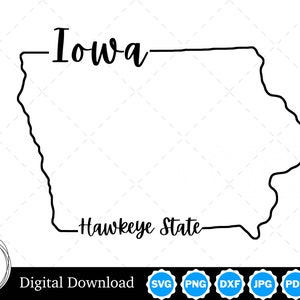 State of Iowa Outline Design, Iowa PNG, Iowa SVG, Iowa Cut Files, Digital Download Design