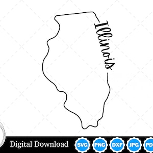 Illinois State Outline Design, Illinois PNG, Illinois SVG, Illinois Cut Files, Digital Download Design