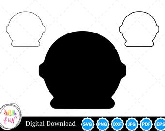 Astronaut Helmet Silhouette with Two Outlines | Astronaut Helmet SVG Astronaut Outline SVG | Astronaut Helmet Cut Files, Astronaut Cricut