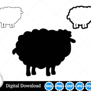 Silhouette di pecora con due contorni / Pecora SVG Agnello SVG / File di taglio della pecora