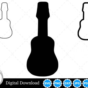 Acoustic Guitar Silhouette with Two Outlines | Acoustic Guitar SVG Acoustic Guitar Outline SVG | Acoustic Guitar Cut Files