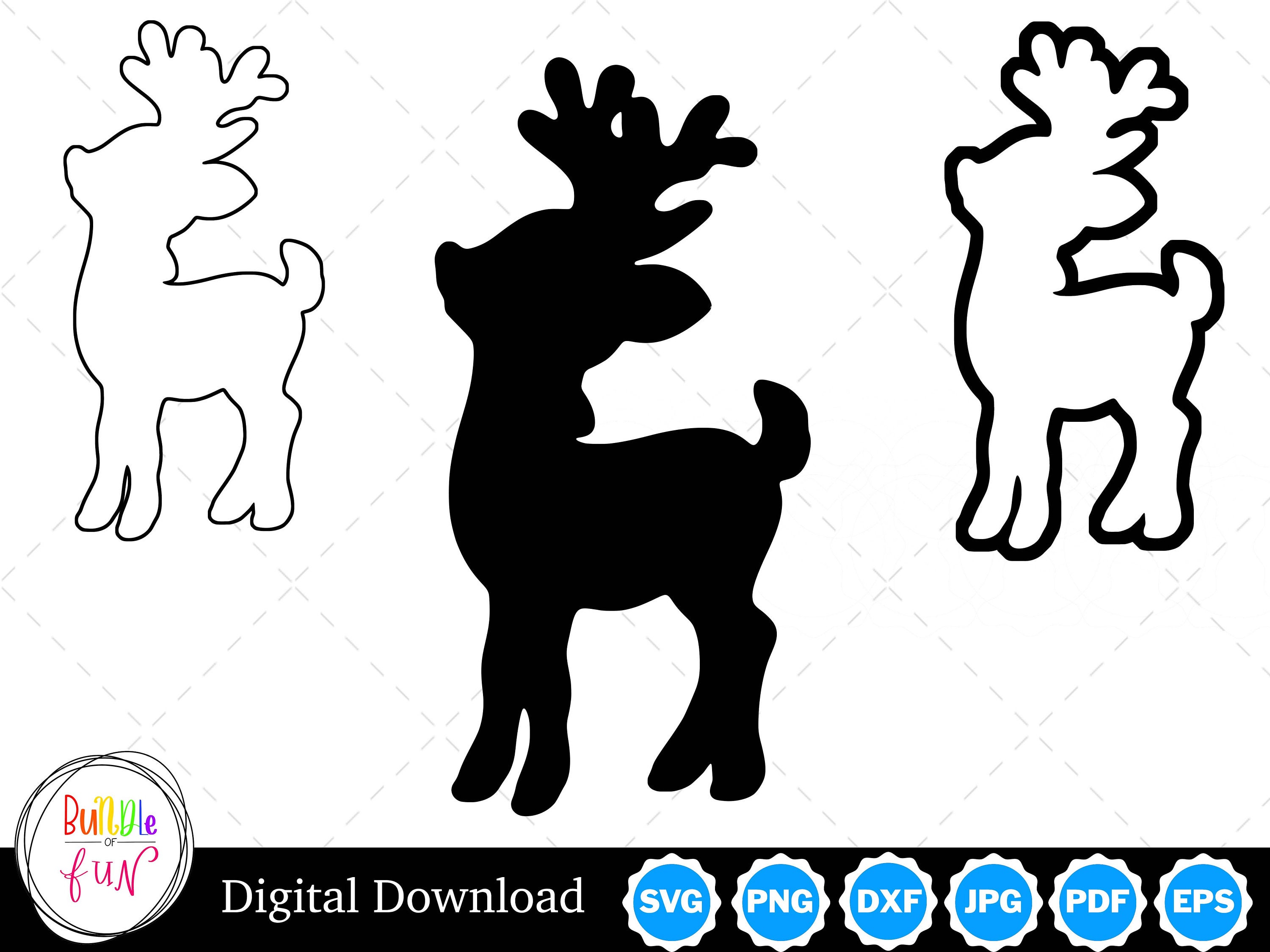 Reindeer Silhouette With Two Outlines Reindeer SVG Christmas Etsy UK
