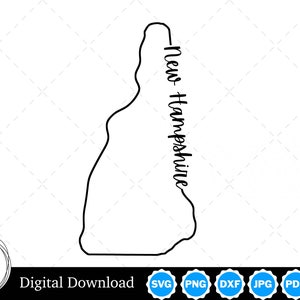 State of New Hampshire Outline Design, New Hampshire PNG, New Hampshire SVG, New Hampshire Cut Files, Digital Download Design