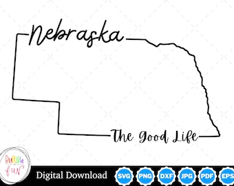 State of Nebraska Outline Design, Nebraska PNG, Nebraska SVG, Nebraska Cut Files, Digital Download Design