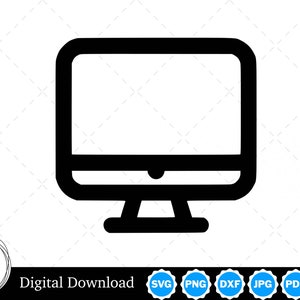 Computer Silhouette Vector Image with SVG, eps, pdf, png, pdf, and jpg, Instant Digital Download