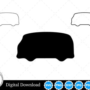 Hippie Van Silhouette with Two Outlines | Hippie Van SVG Hippie Van Outline SVG | Hippie Van Cut Files, Hippie Van Cricut
