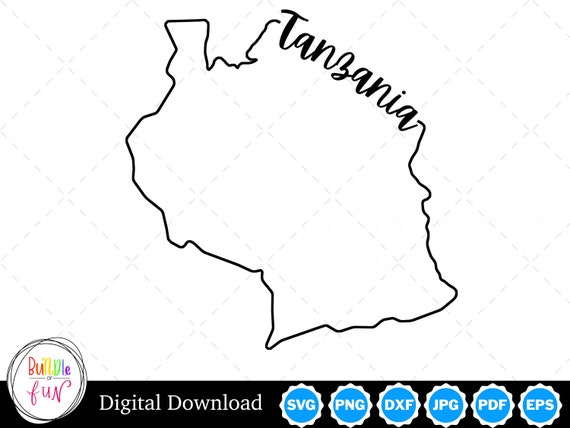 Tanzania Outline Design Tanzania PNG Tanzania SVG Tanzania | Etsy