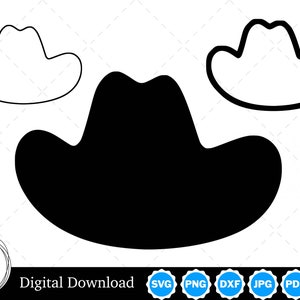 Cowboy Hat Silhouette with Two Outlines | Cowboy Hat SVG Cowboy Hat Outline SVG | Cowboy Hat Cut Files, Cowboy Hat Cricut