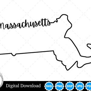 State of Massachusetts Outline Design, Massachusetts PNG, Massachusetts SVG, Massachusetts Cut Files, Digital Download Design
