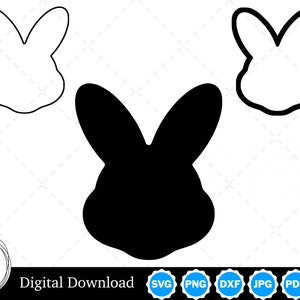 Osterhase Gesicht / Kopf Silhouette mit zwei Umrissen | Osterhase Kaninchen SVG Hase Kopf SVG | Osterhasen-Schnittdateien