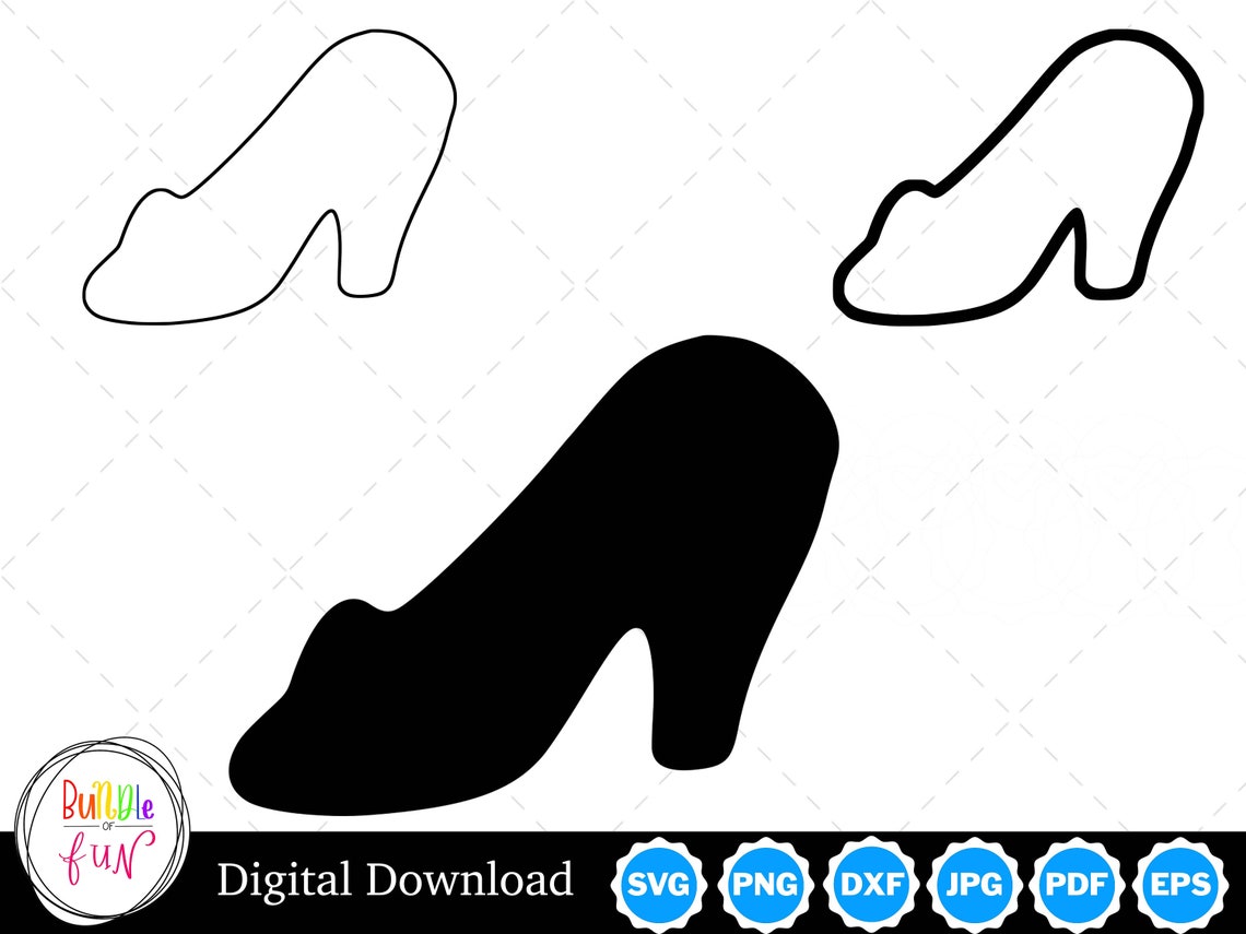 Glass Slipper Silhouette With Two Outlines | Glass Slipper SVG Glass ...