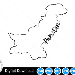 Pakistan Outline Design, Pakistan PNG, Pakistan SVG, Pakistan Cut Files, Digital Download Design