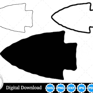 Arrowhead Silhouette with Two Outlines | Arrowhead SVG Arrowhead Outline SVG | Arrowhead Cut Files