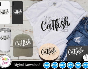 Catfish Design, Custom Apparel, Includes Black and White Lettering, SVG, Digital Download Design