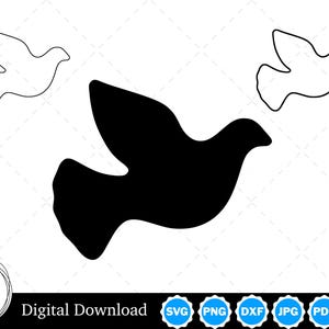 Silhouette di colomba della pace con due contorni / SVG di colomba della pace SVG di contorno di colomba della pace / File di taglio di colomba della pace, Cricut di colomba della pace