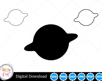 Silhouette di Saturno con due contorni / Saturno SVG Contorno di Saturno SVG / File di taglio di Saturno, Saturno Cricut