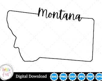 State of Montana Outline Design, Montana PNG, Montana SVG, Montana Cut Files, Digital Download Design
