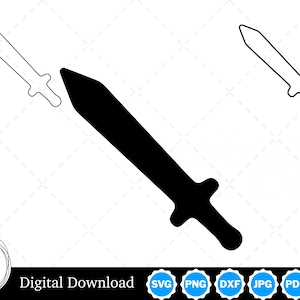 Sword Silhouette with Two Outlines | Sword SVG Sword Outline SVG | Sword Cut Files, Sword Cricut
