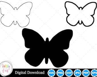 Butterfly Silhouette with Two Outlines | Butterfly SVG Butterfly Outline SVG | Butterfly Cut Files