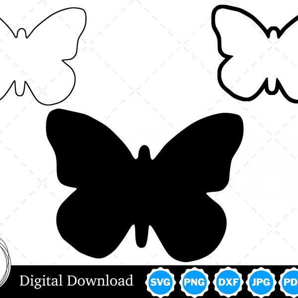 Butterfly Silhouette with Two Outlines | Butterfly SVG Butterfly Outline SVG | Butterfly Cut Files