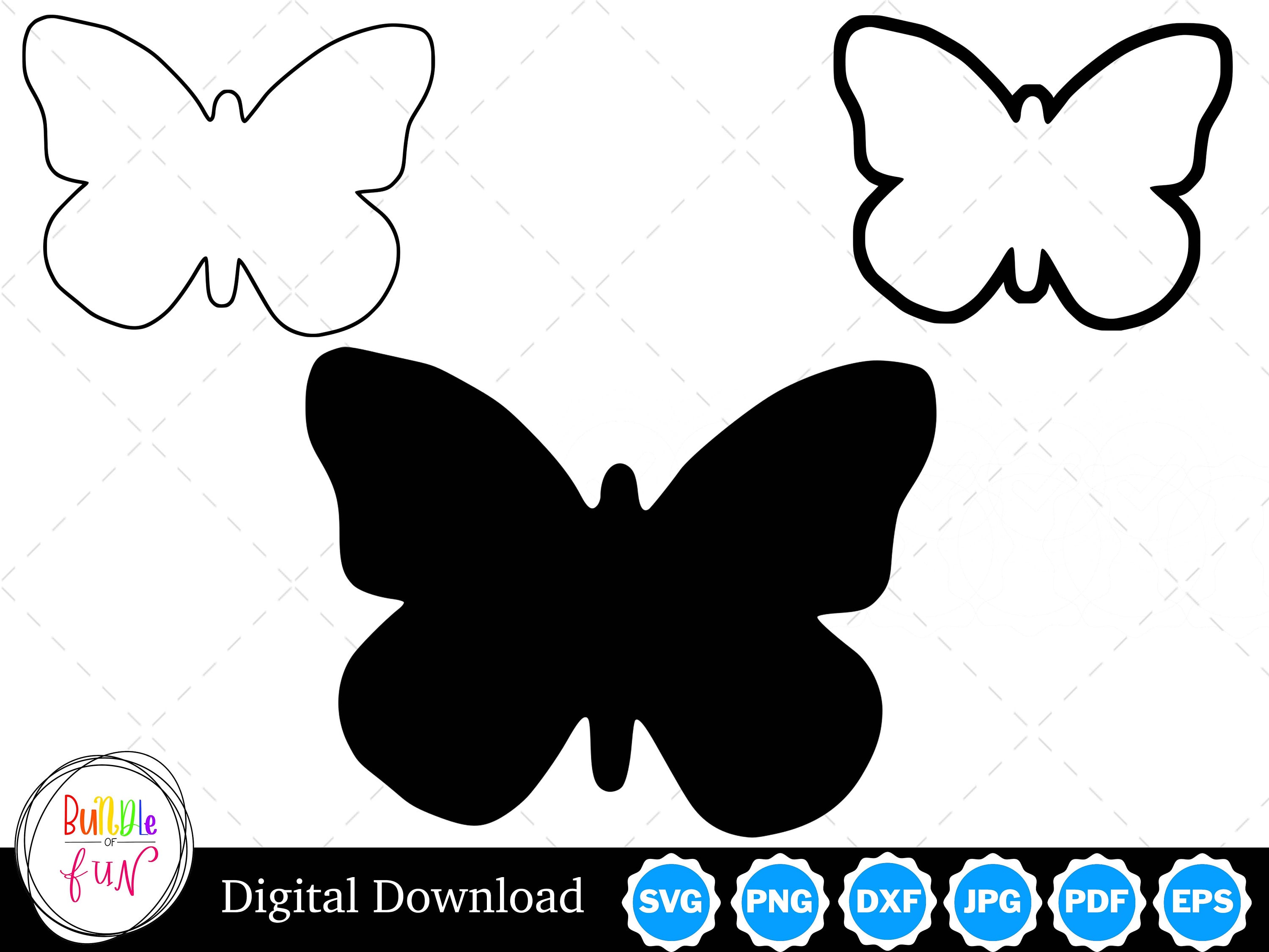 Butterfly Silhouette with Two Outlines | Butterfly SVG Butterfly Outline SVG | Butterfly Cut Files