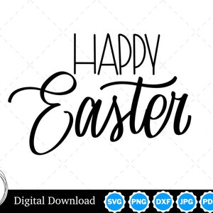 Cursive Script Happy Easter Handwritten Vector Image Cut Files with SVG, eps, pdf, png, pdf, and jpg, Instant Digital Download
