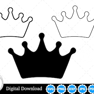 Silhueta de coroa com dois contornos | Coroa SVG Coroa Contorno SVG | Arquivos de corte de coroa