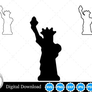 Statue of Liberty Silhouette with Two Outlines | Liberty SVG Liberty Outline SVG | Statue of Liberty Cut Files, Statue of Liberty Cricut