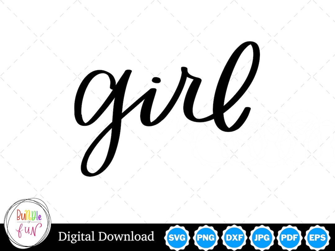 Cursive Script Girl Handwritten Vector Image Cut Files With SVG, Eps, Pdf, Png, Pdf, and Jpg