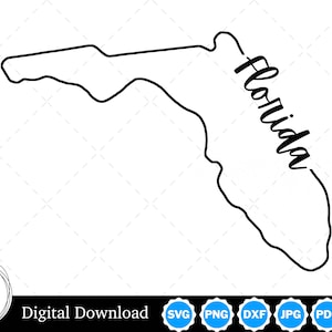 State of Florida Outline Design, Florida PNG, Florida SVG, Florida Cut Files, Digital Download Design
