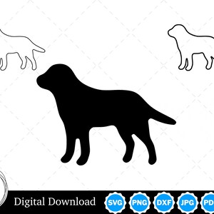 Labrador Dog Silhouette with Two Outlines | Labrador Dog SVG Labrador Dog Outline SVG | Labrador Dog Cut Files, Labrador Dog Cricut