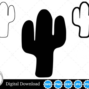 Silhueta de cacto com dois contornos | Cacto SVG Contorno de cacto SVG | Arquivos de corte de cacto