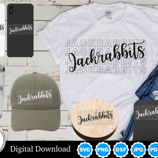 Jackrabbits Team Design, Team Apparel, Includes Black and White Lettering, SVG, Digital Download Design
