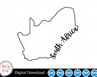 Disegno di contorno del Sudafrica, PNG del Sudafrica, SVG del Sudafrica, File di taglio del Sudafrica, Design di download digitale