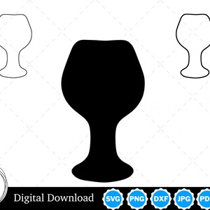 Wine Glass Silhouette with Two Outlines | Wine Glass SVG Wine Glass Outline SVG | Wine Glass Cut Files, Wine Glass Cricut