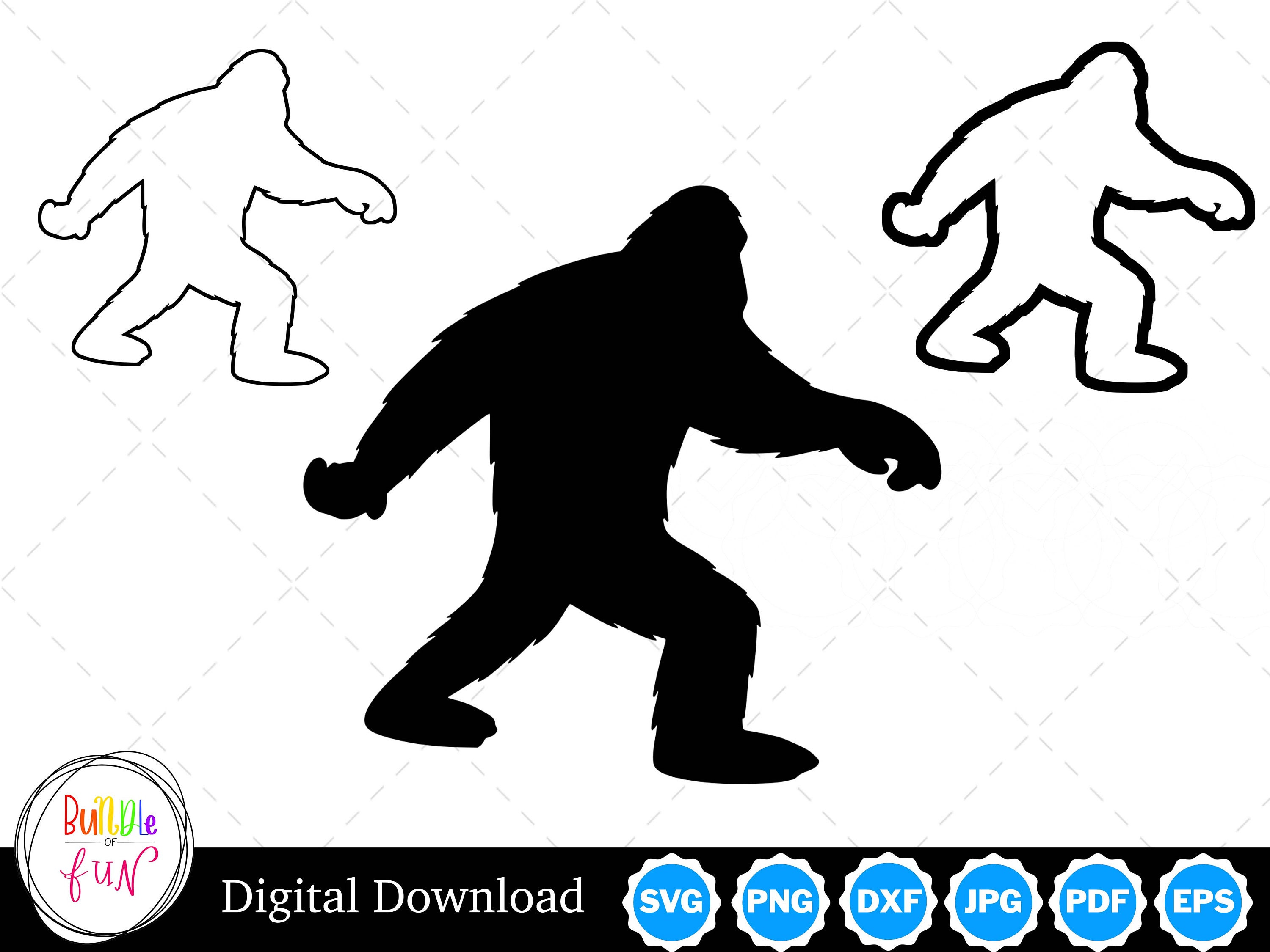 Sasquatch Silhouette With Two Outlines Sasquatch SVG Etsy
