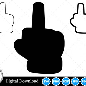 Middle Finger Silhouette with Two Outlines | Middle Finger SVG Middle Finger Outline SVG | Middle Finger Cut Files