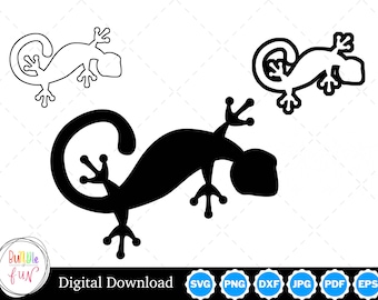 2つの輪郭線を持つヤモリのシルエット | ヤモリSVG、トカゲSVG | ヤモリのカットファイル