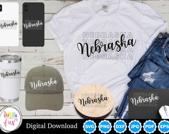 Nebraska Design, Custom Apparel, Includes Black and White Lettering, SVG, Digital Download Design