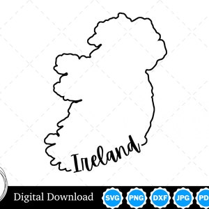 Ireland Outline Design, Ireland PNG, Ireland SVG, Ireland Cut Files, Digital Download Design