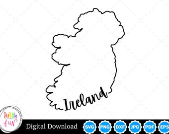 Ireland Outline Design, Ireland PNG, Ireland SVG, Ireland Cut Files, Digital Download Design